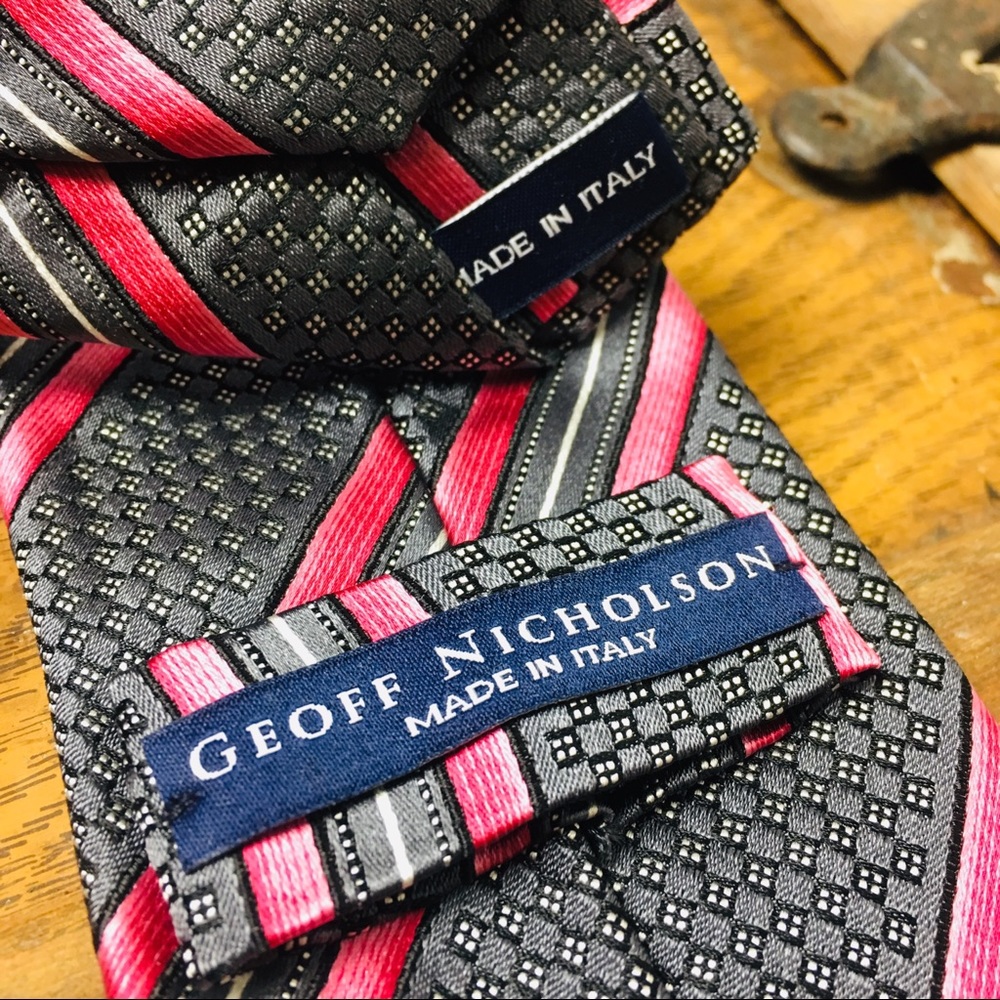 Geoff Nicholson Pink Pattern Mens Tie
